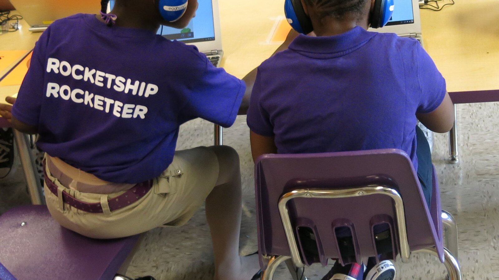 Students help each other in the learning lab at Rocketship Nashville Education.