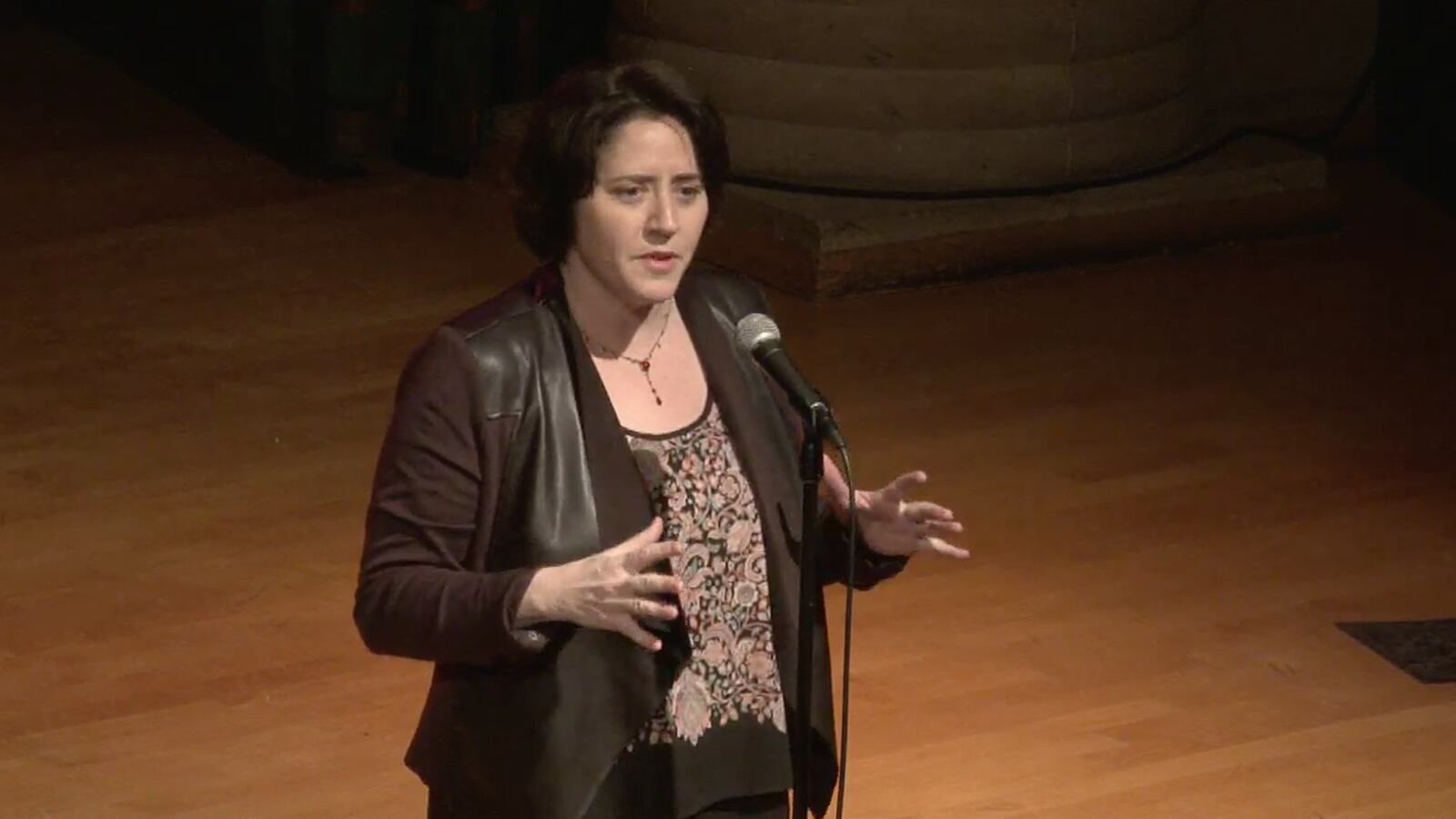 Erin Einhorn takes the stage at the Charles H. Wright Museum.