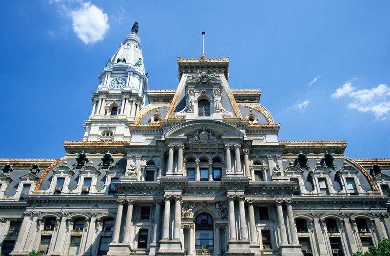 Low-angle view of Philadelphia City Hall
