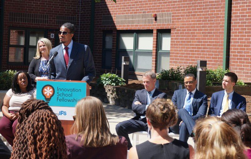 Ignite Achievement Academy is one of 20 innovation schools that are transforming Indianapolis. At an event last spring, city education leaders including Mayor Joe Hogsett, Superintendent Lewis Ferebee, and Mind Trust CEO Brandon Brown, gathered at the school.
