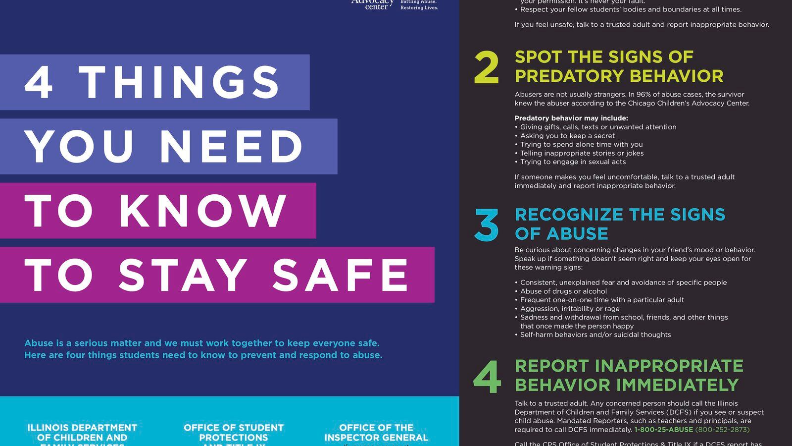 Last fall, Chicago schools kicked off a poster campaign that spells out how to report suspected abuse.