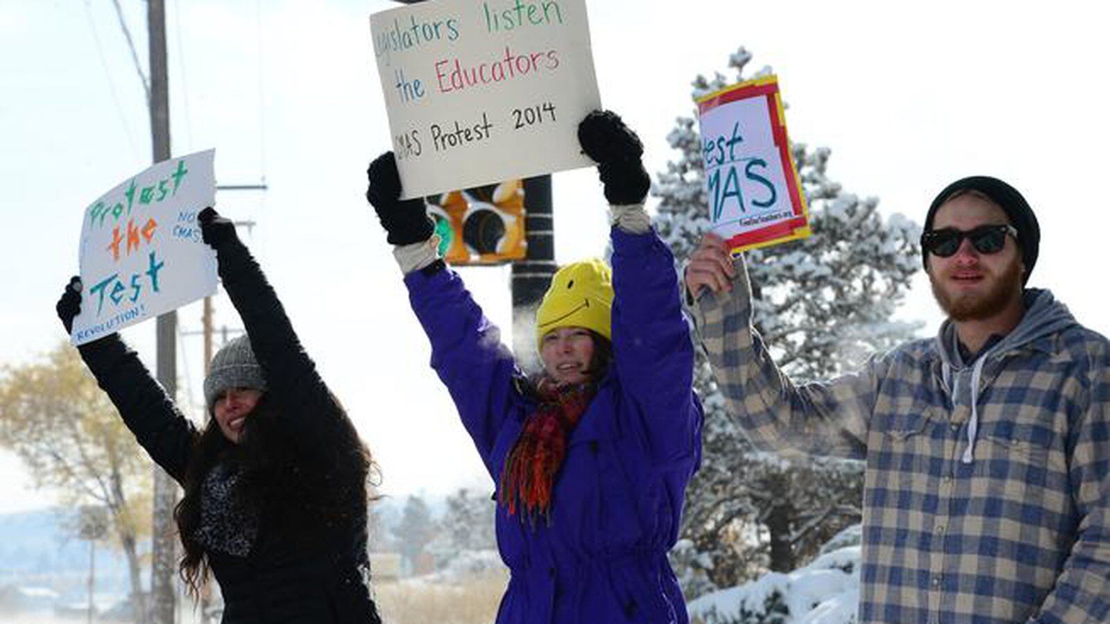 Seniors at Fairview High School in Boulder protest state tests in 2015. (Photo By Helen H. Richardson/ The Denver Post)