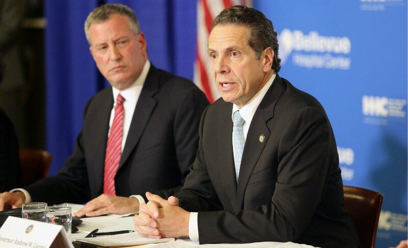 Nearly two weeks after 124 public school campuses were shuttered, it’s unclear when those buildings will reopen. Above, Mayor Bill de Blasio, left, and Gov. Andrew Cuomo at a press conference in 2014.