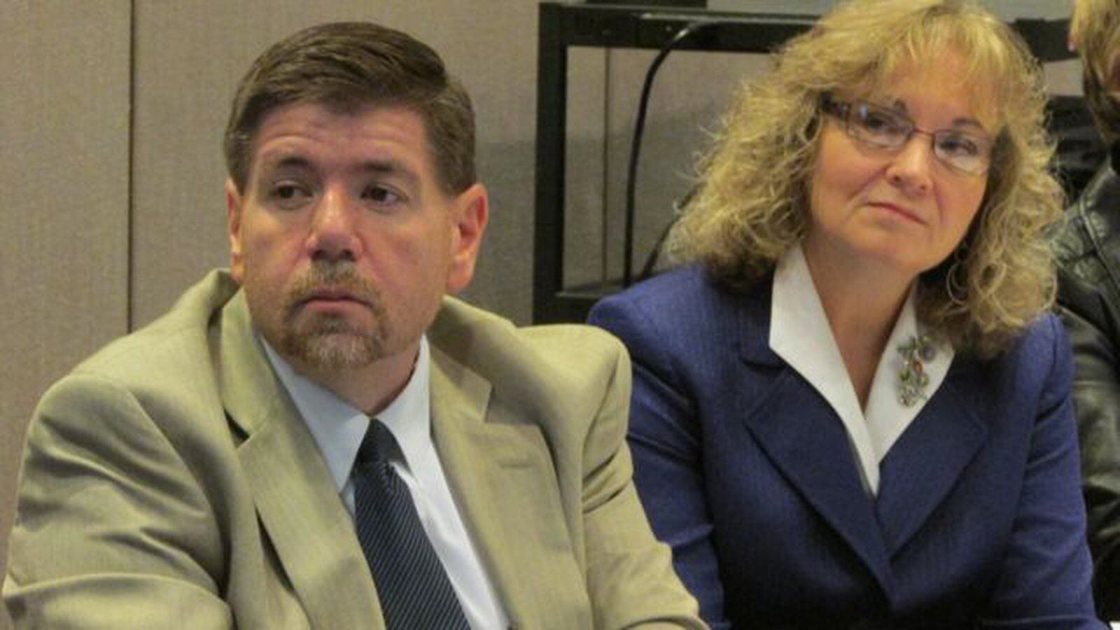 State board member Brad Oliver and state Superintendent Glenda Ritz at a meeting in December. (Scott Elliott)