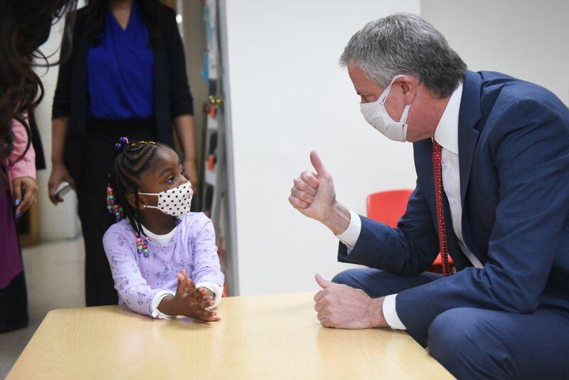 Mayor Bill de Blasio Chancellor Porter will join school leadership at Phyl’s Academy in Brooklyn to announce 3K for all and visit Pre-K students in class March 23, 2021. Michael Appleton/Mayoral Photography Office