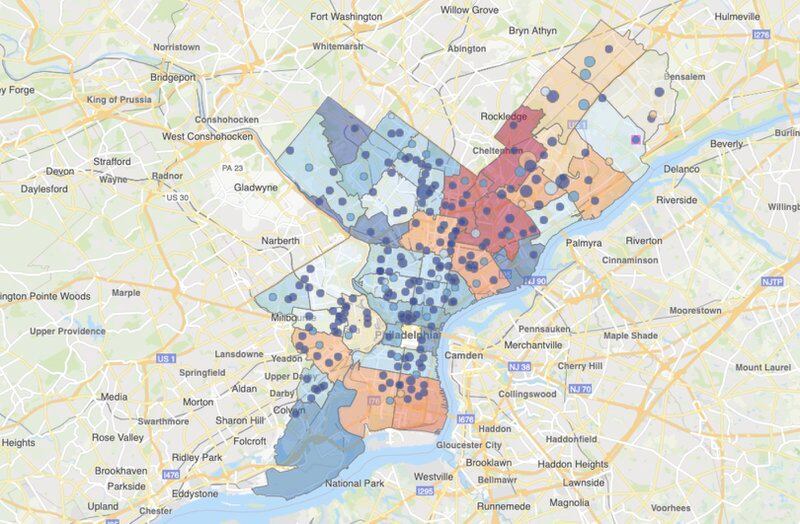A map on the school district’s COVID-19 dashboard shows positive cases by schools across the city.