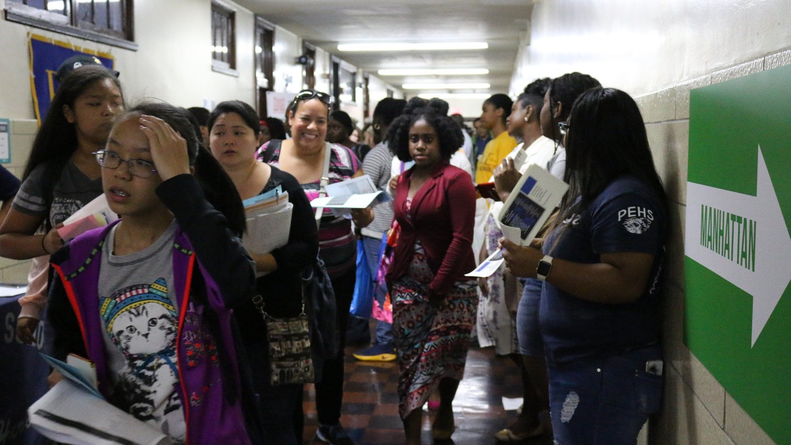 Students at the citywide high school fair at Brooklyn Technical High School.