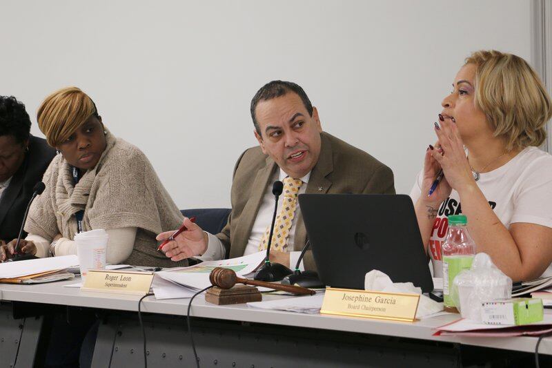 Superintendent Roger León said at a school board meeting this month that the district had begun posting the results of school lead tests online as required by state rules.