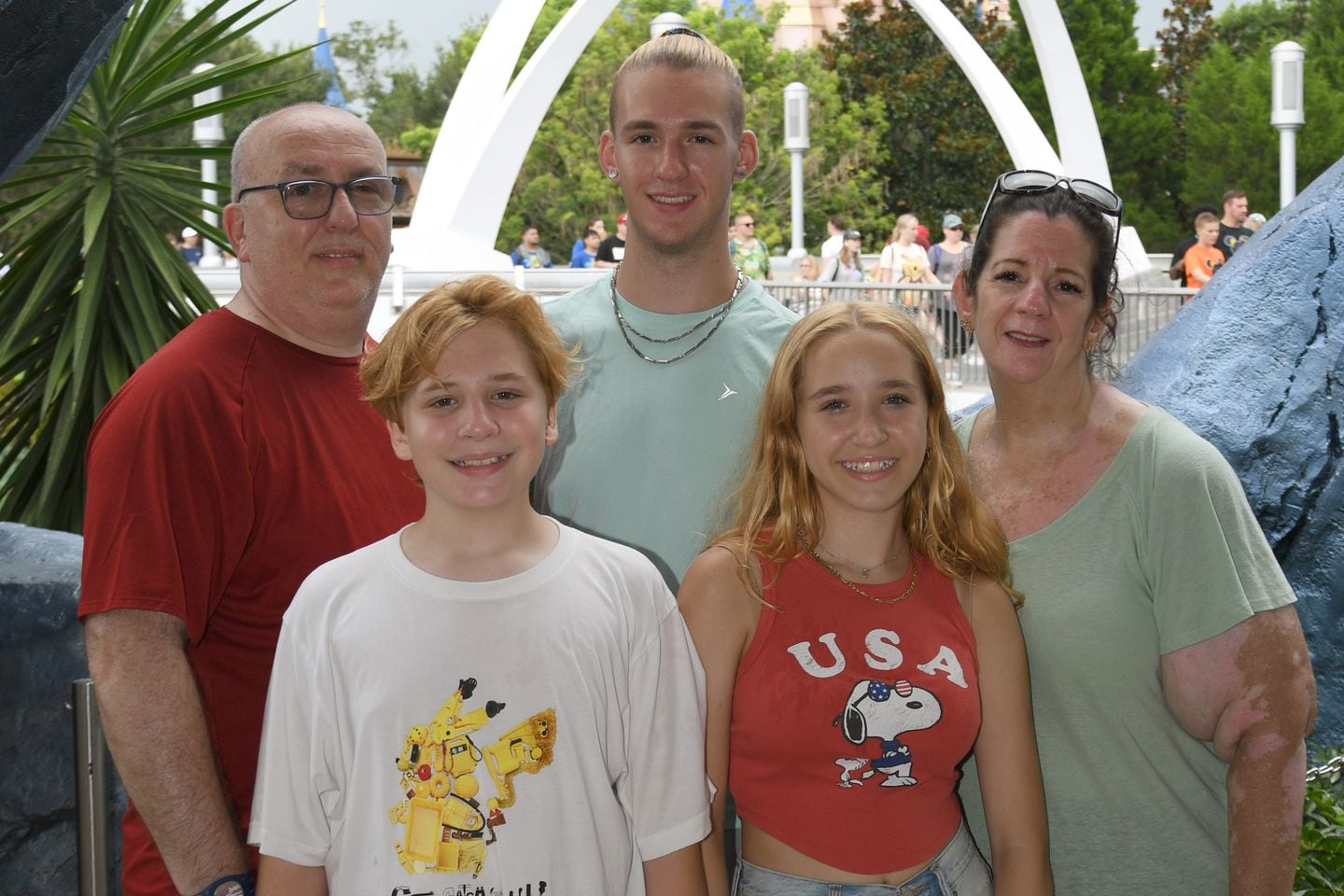 The Doucette family on a recent trip to Walt Disney World. Zach and Lexie's older brother (standing behind the twins) went to LaGuardia High School. 