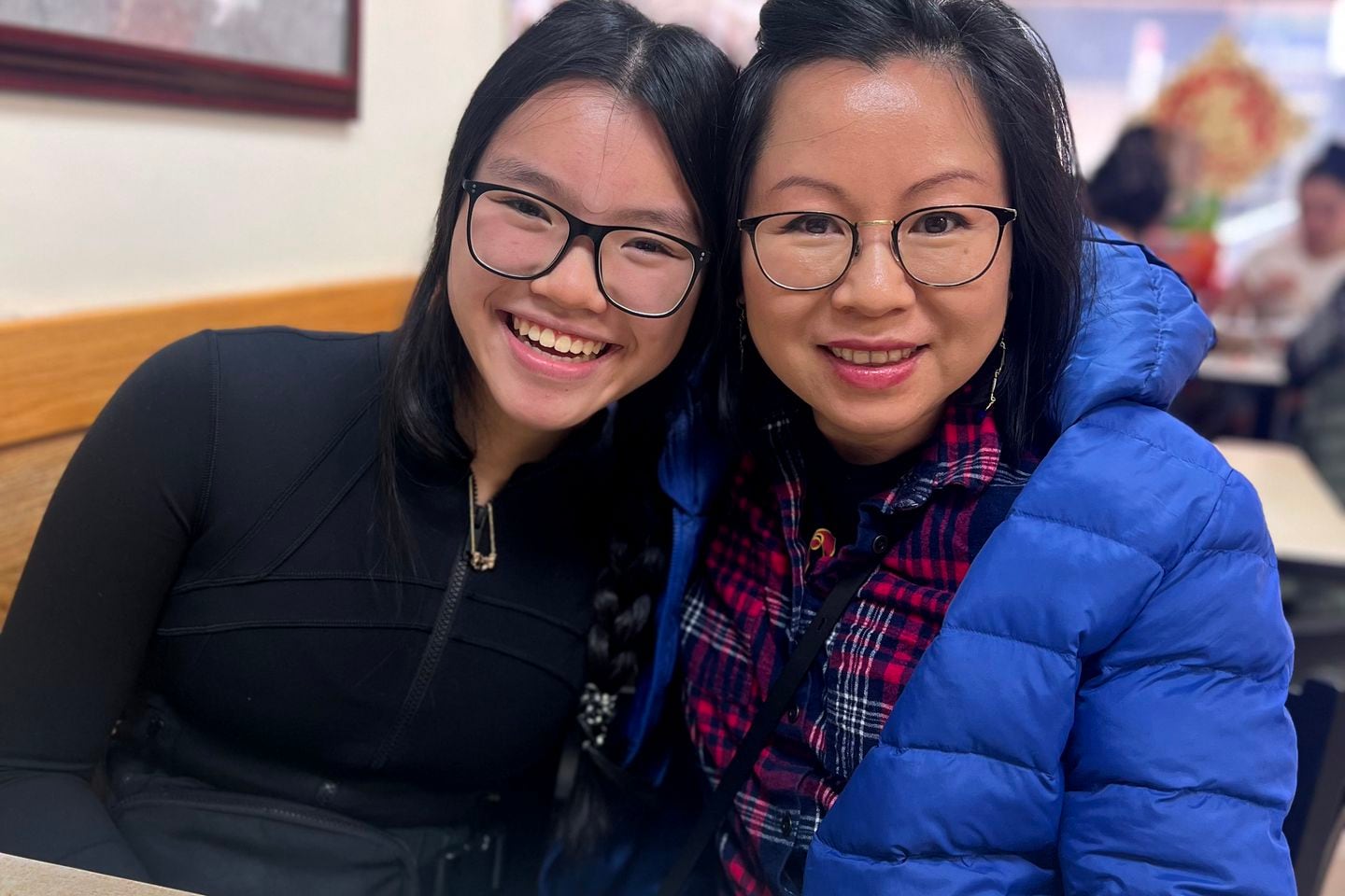 Carina Li, left, with her mom, Karen Li.