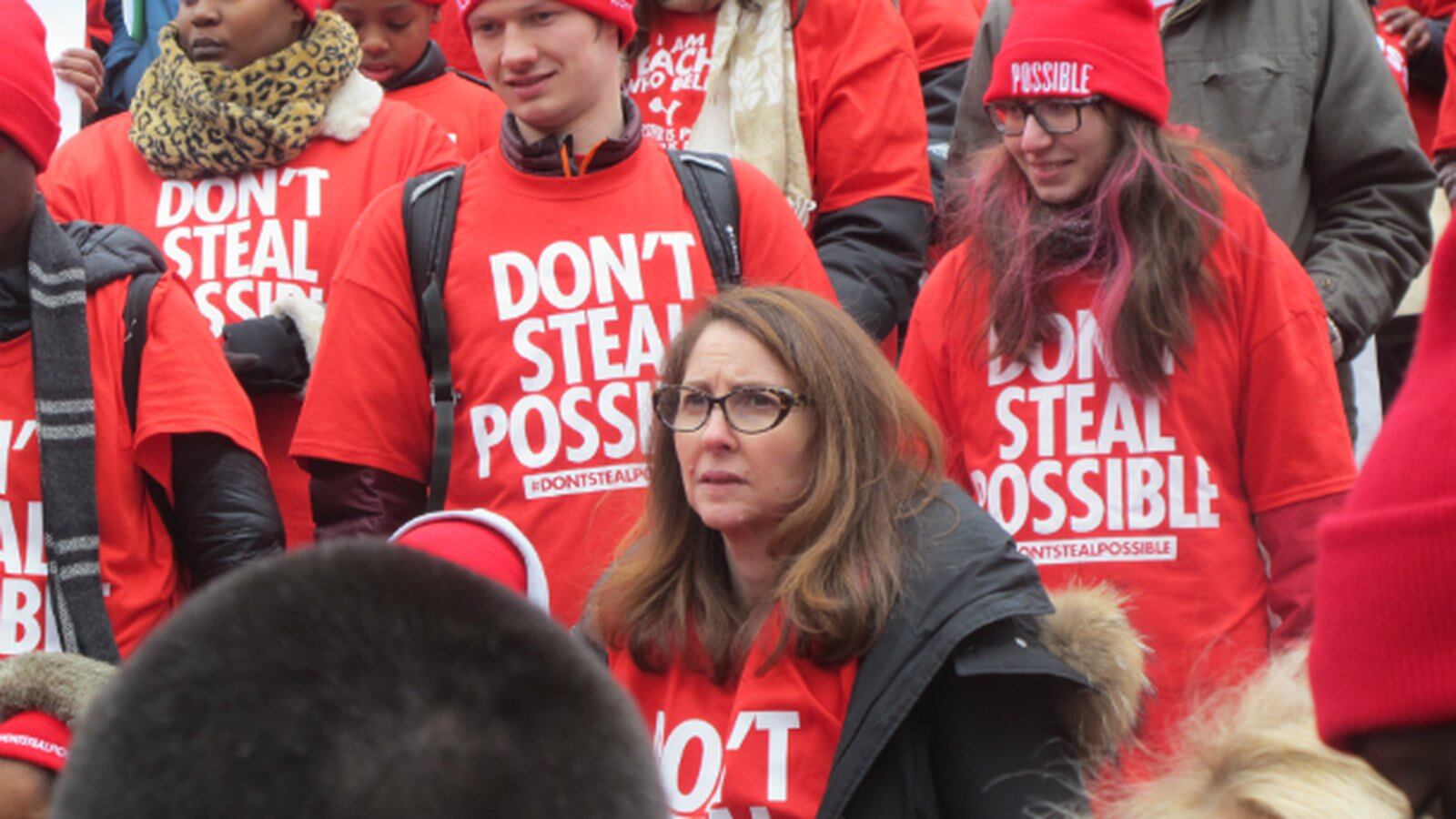 Eva Moskowitz at a parent rally in Albany in 2015
