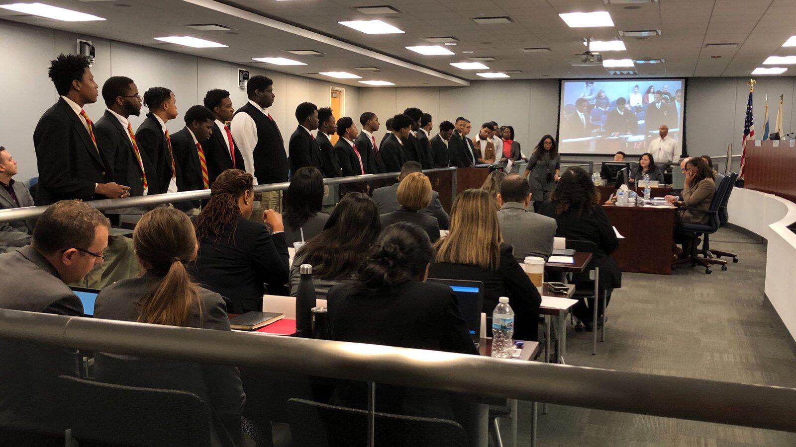 Urban Prep students attended the Chicago Board of Education meeting on Wednesday Jan. 22, 2020, to speak in support of their school.