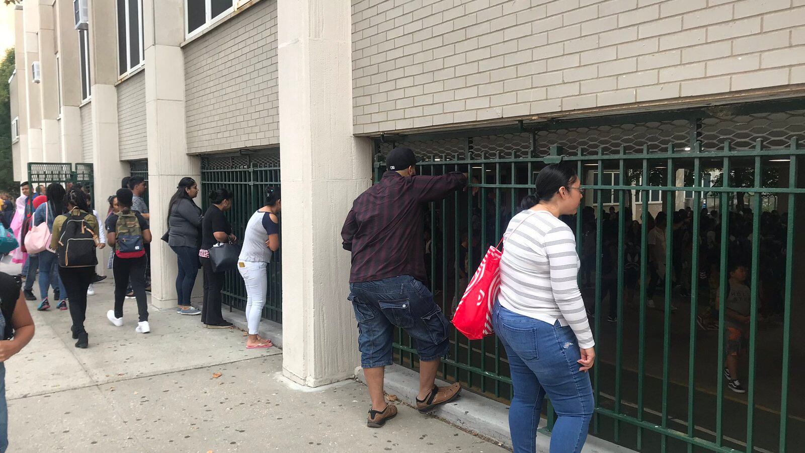 Parents at M.S. 88 in Park Slope anxiously watched their children stream into school.