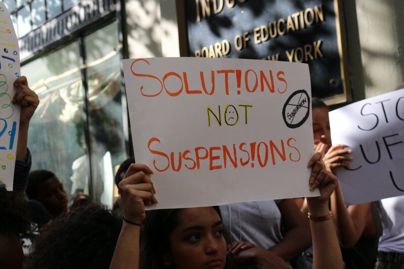 Advocates protest school suspension policy in August 2016