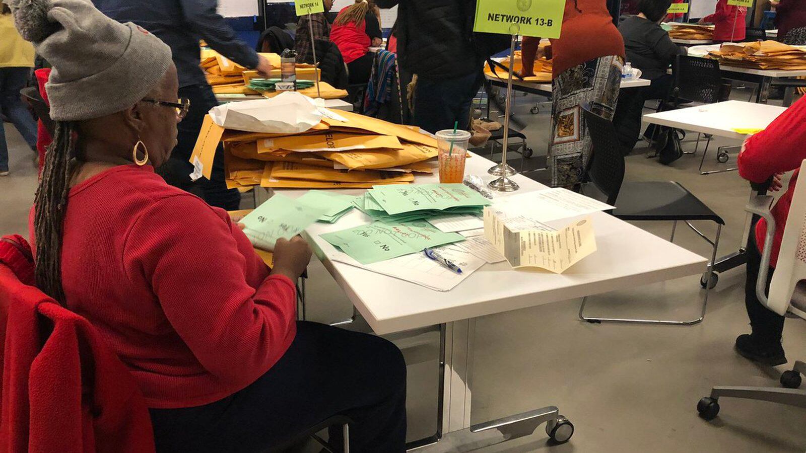 Counting the votes on the compromise agreement at Chicago Teachers Union headquarters.