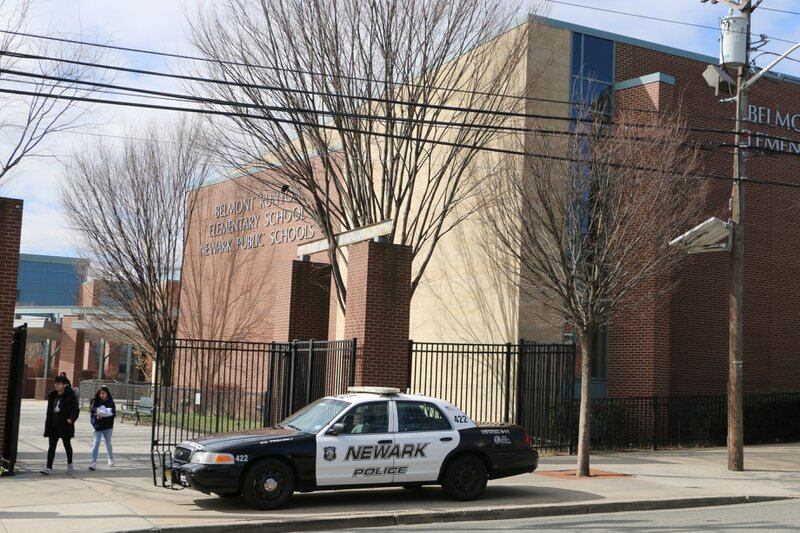 Police car outside Newark Public Schools building