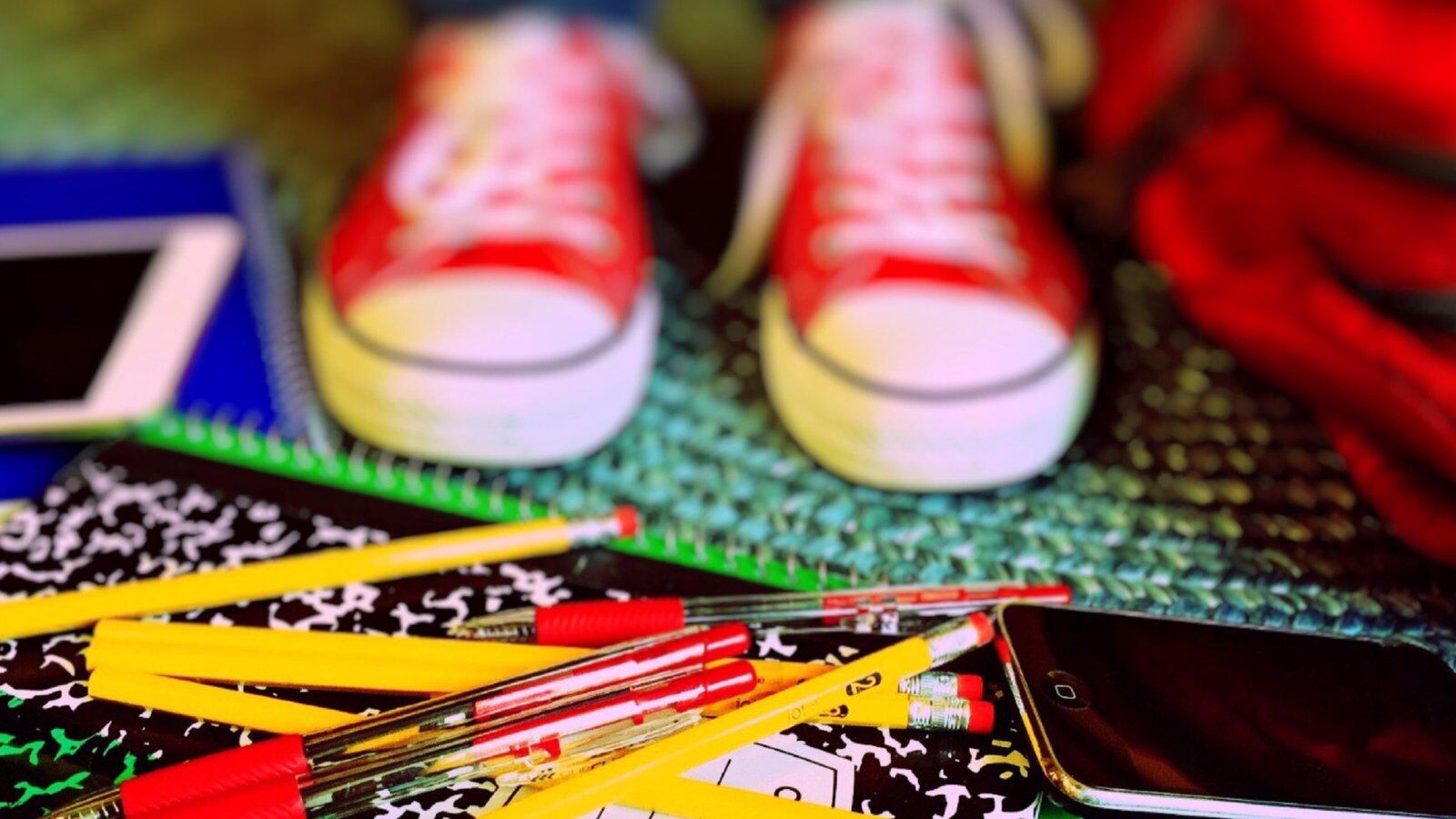 Shoes and school supplies