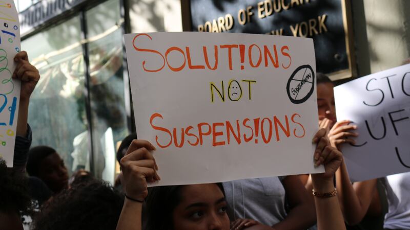 Advocates protest school suspension policy in August 2016