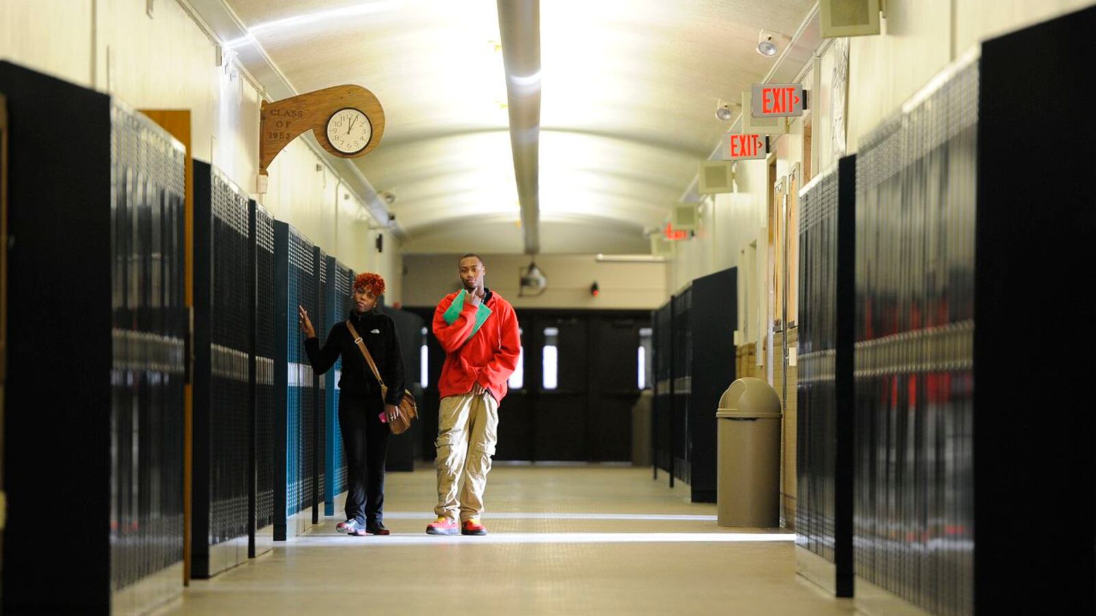 Students walk through the halls at the Career Technology Center at Arsenal Technical High School.