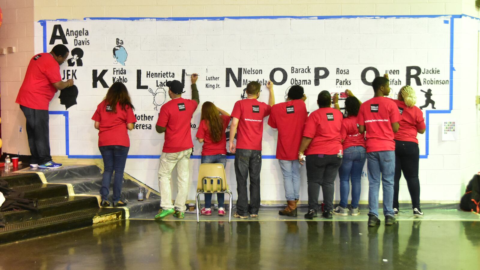 More than 325 volunteers took part in Wells Fargo’s Signature Day of Service on Saturday at William Cramp Elementary.