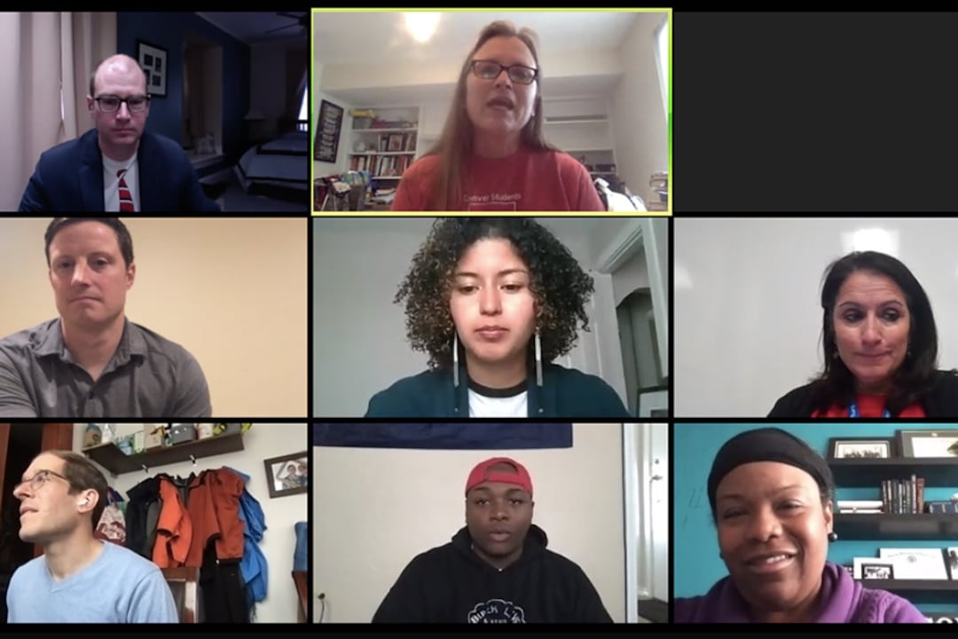 A virtual meeting of the Denver school board and staff during the COVID-19 pandemic.
