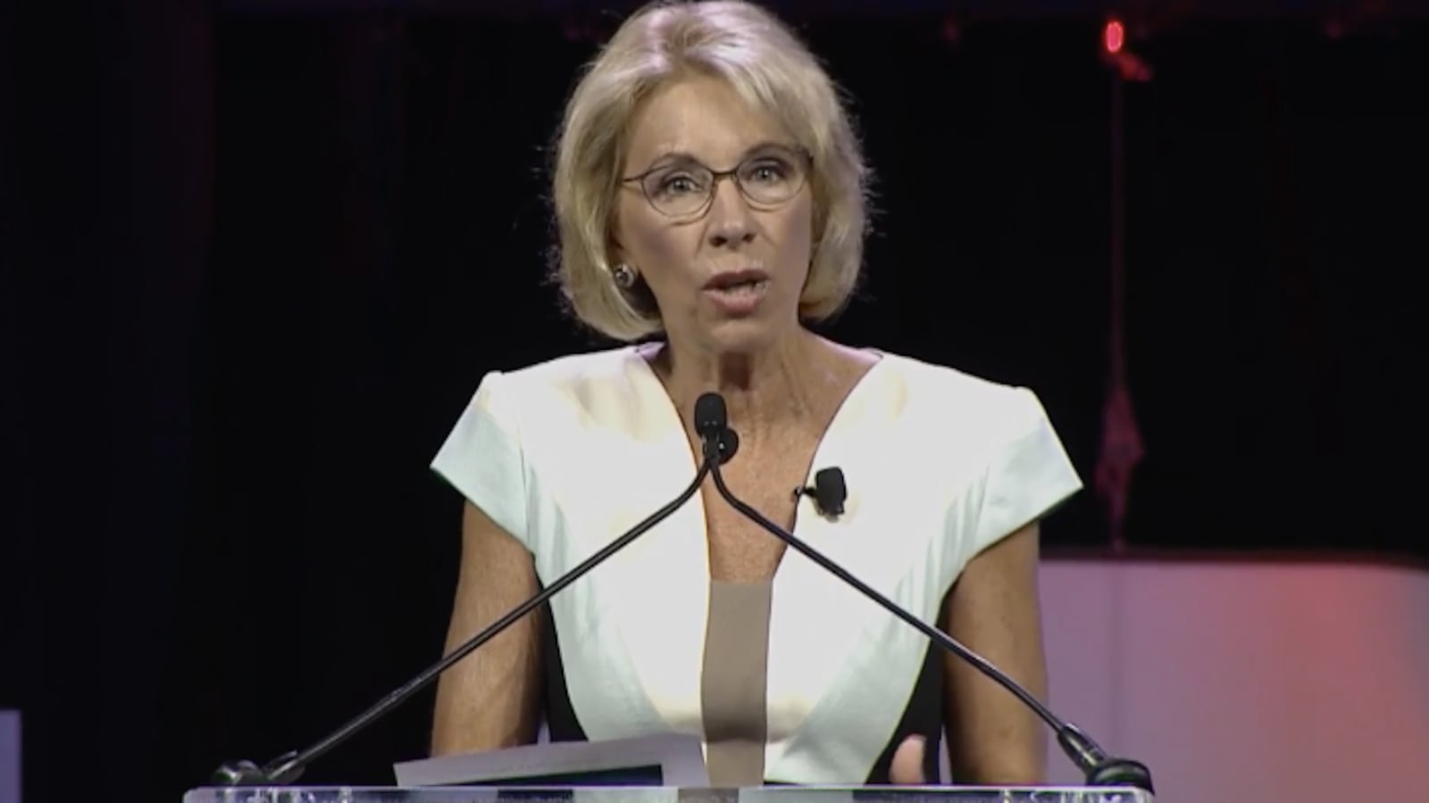 U.S. Education Secretary Betsy DeVos speaks to the National Alliance for Public Charter Schools in June 2017.