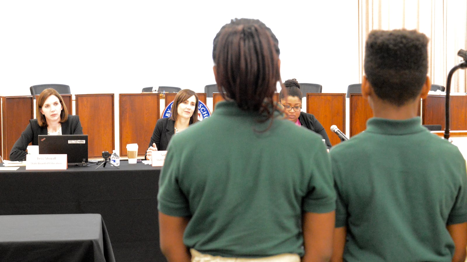 Southern Avenue Middle School students make their case against their school's charter revocation to Sara Heyburn and other members of the Tennessee State Board of Education.
