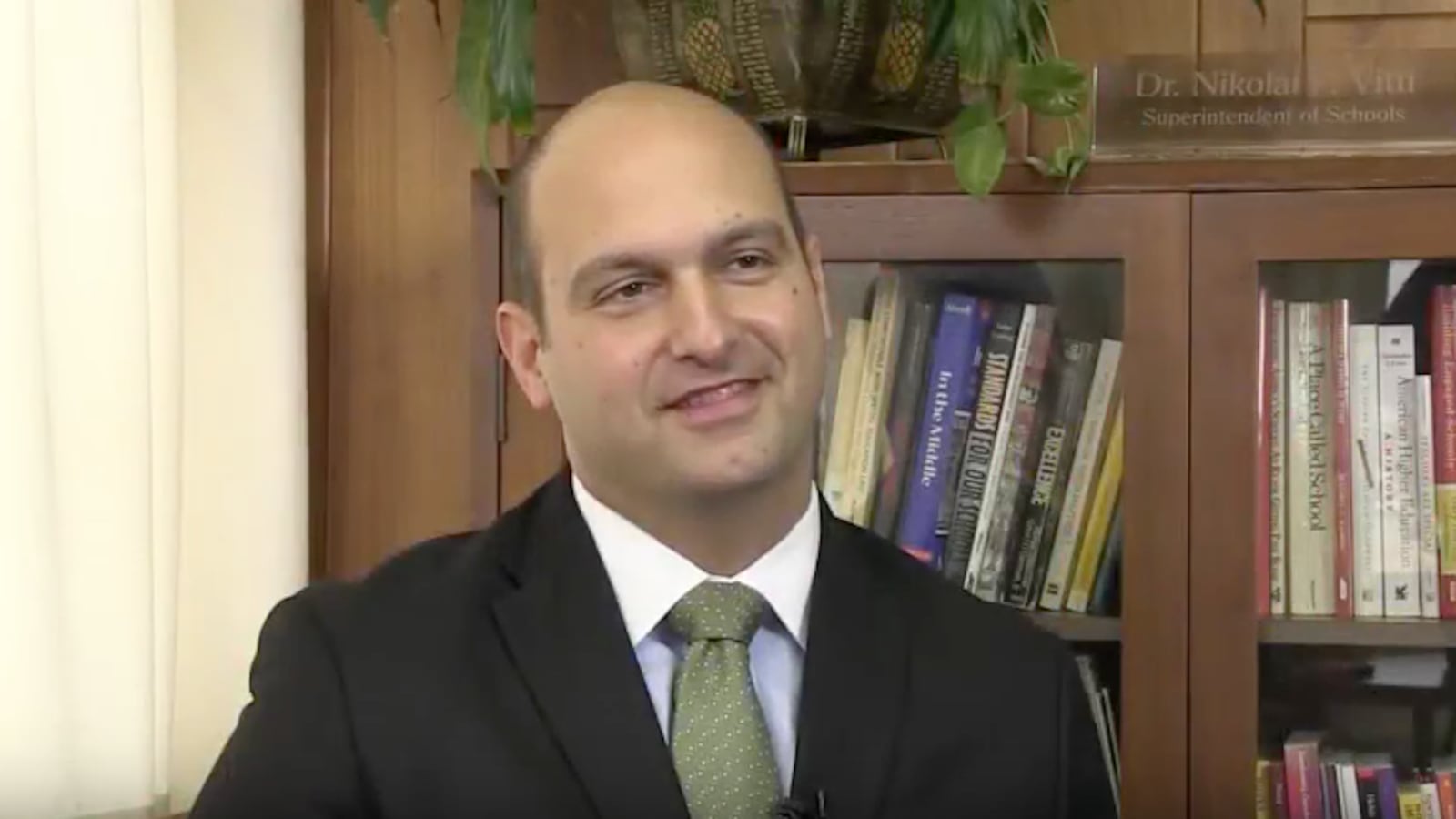 Nikolai Vitti, superintendent of Detroit schools, speaks in a video in Jacksonville, Fla., where he was superintendent before coming to Detroit.