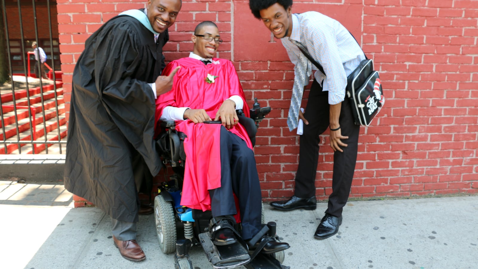 Three Boys and Girls graduates from different years: Math teacher Jamaal Harvey, class of 2016 graduate Tyjuan Felton, and paraprofessional Keith Robinson.