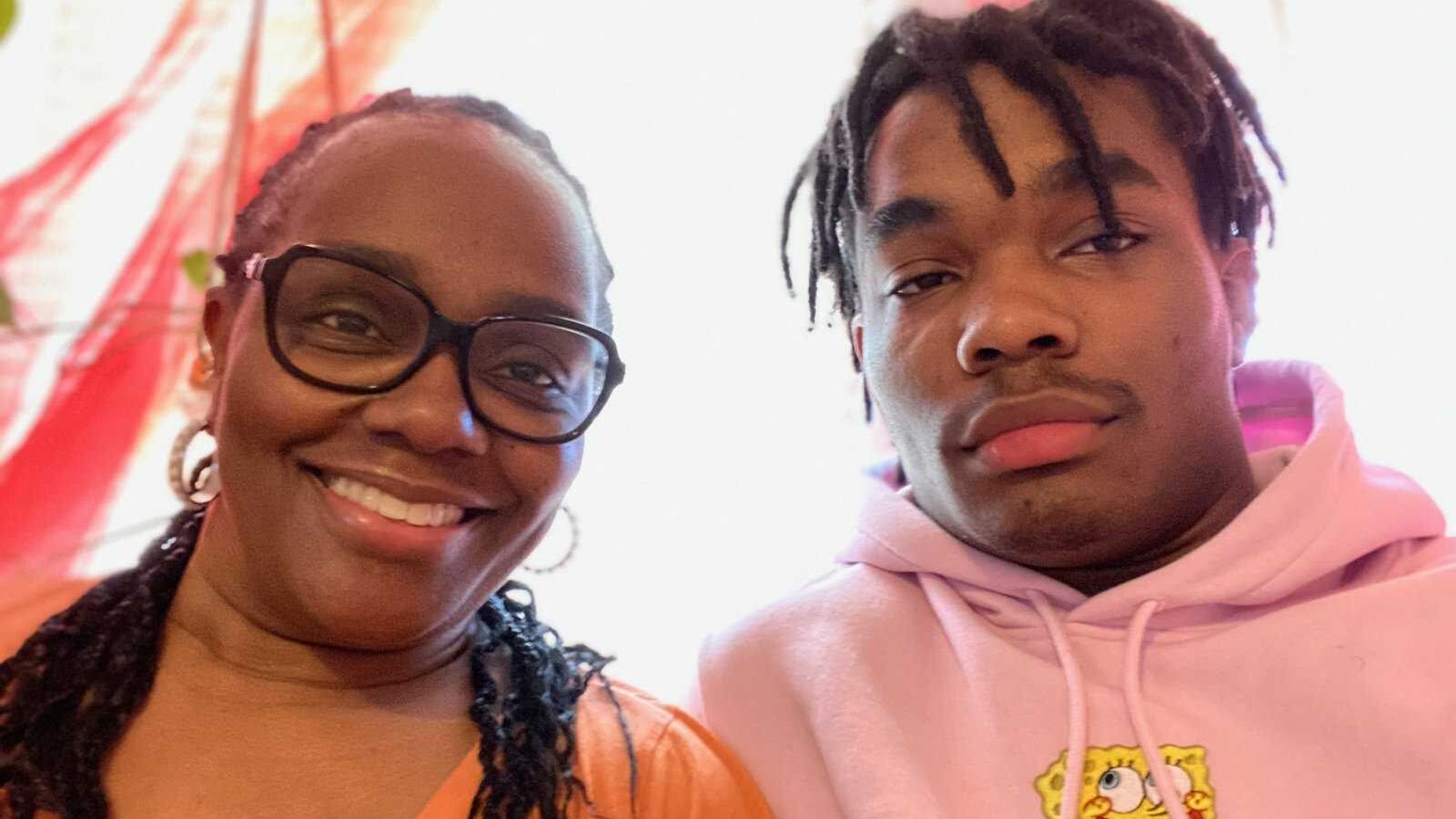 Kymberly Calhoun and her son, Marquis Hare, are riding out the pandemic at home.