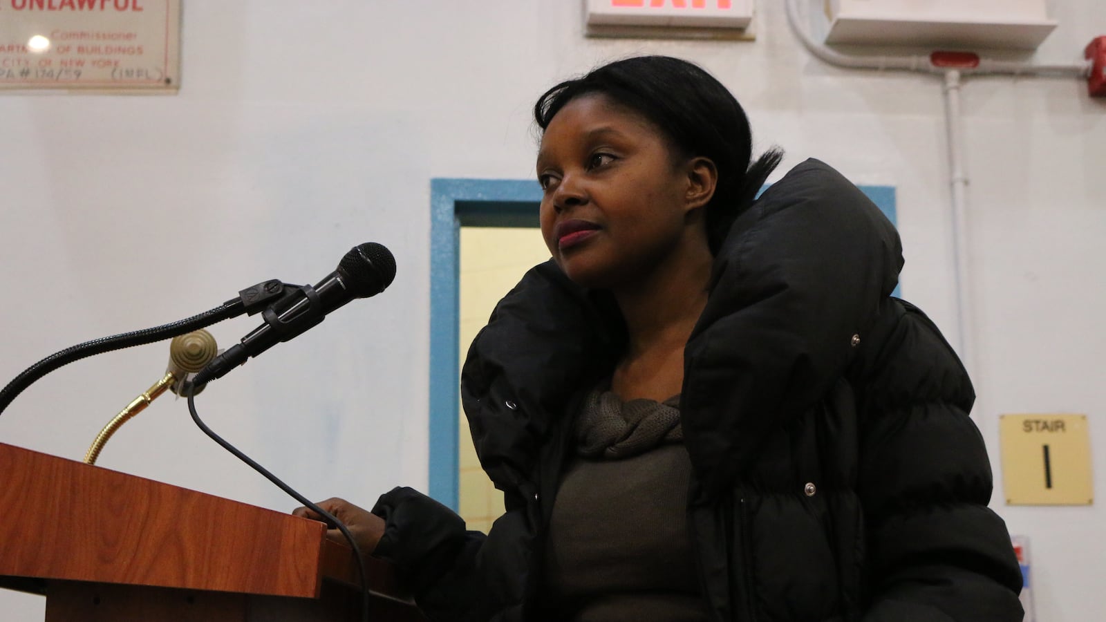 Mutale Nkonde, a parent in Brooklyn's District 16, asked education department officials how black and Hispanic students would be supported in specialized high schools.
