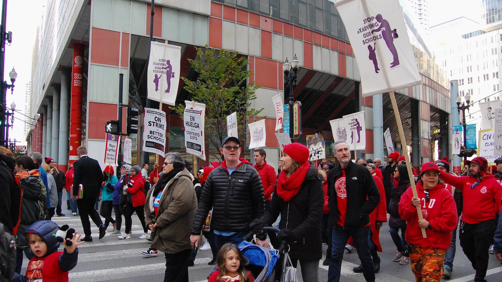Chicago Teachers Union members rallied in downtown Chicago, Oct. 18, 2019.