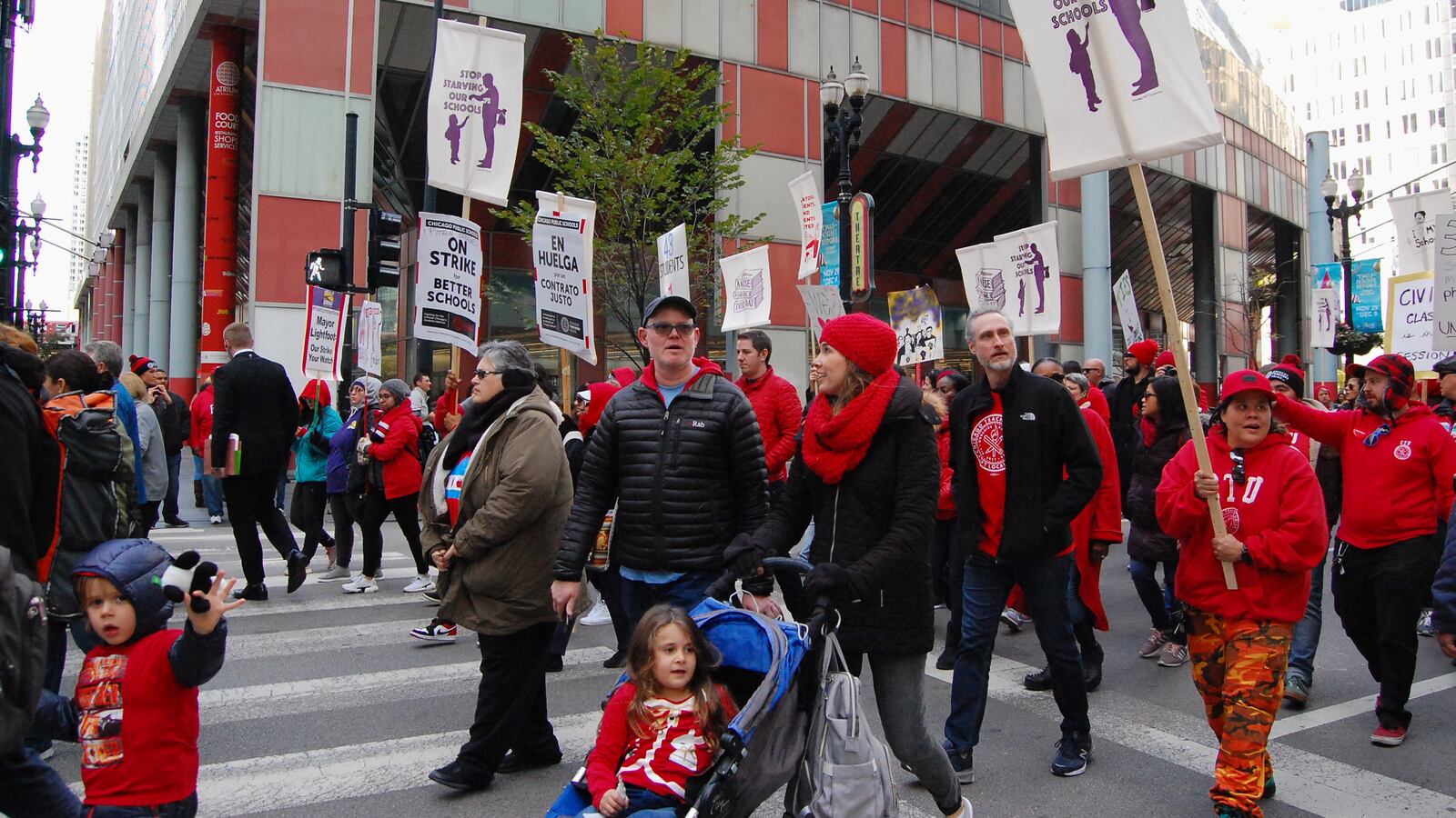 Chicago Teachers Union members rallied in downtown Chicago, Oct. 18, 2019.