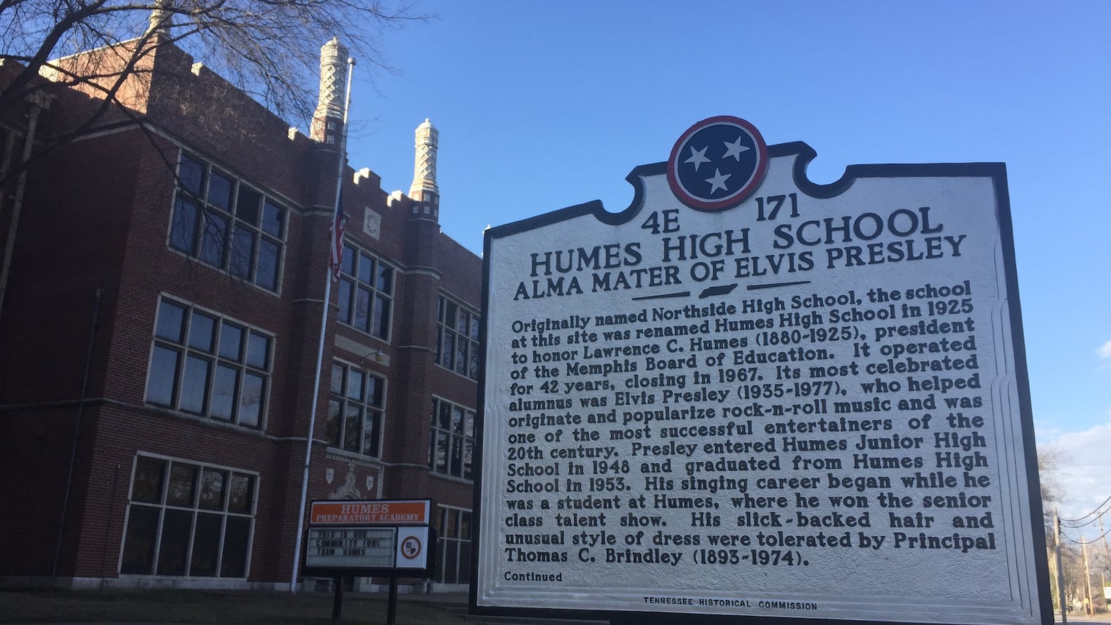 Opened in 1925 as Humes High School, the north Memphis school is now Humes Preparatory Academy Middle and operates under the purview of Tennessee's Achievement School District.  The charter school is managed by Gestalt Community Schools, which plans to exit as operator this spring.