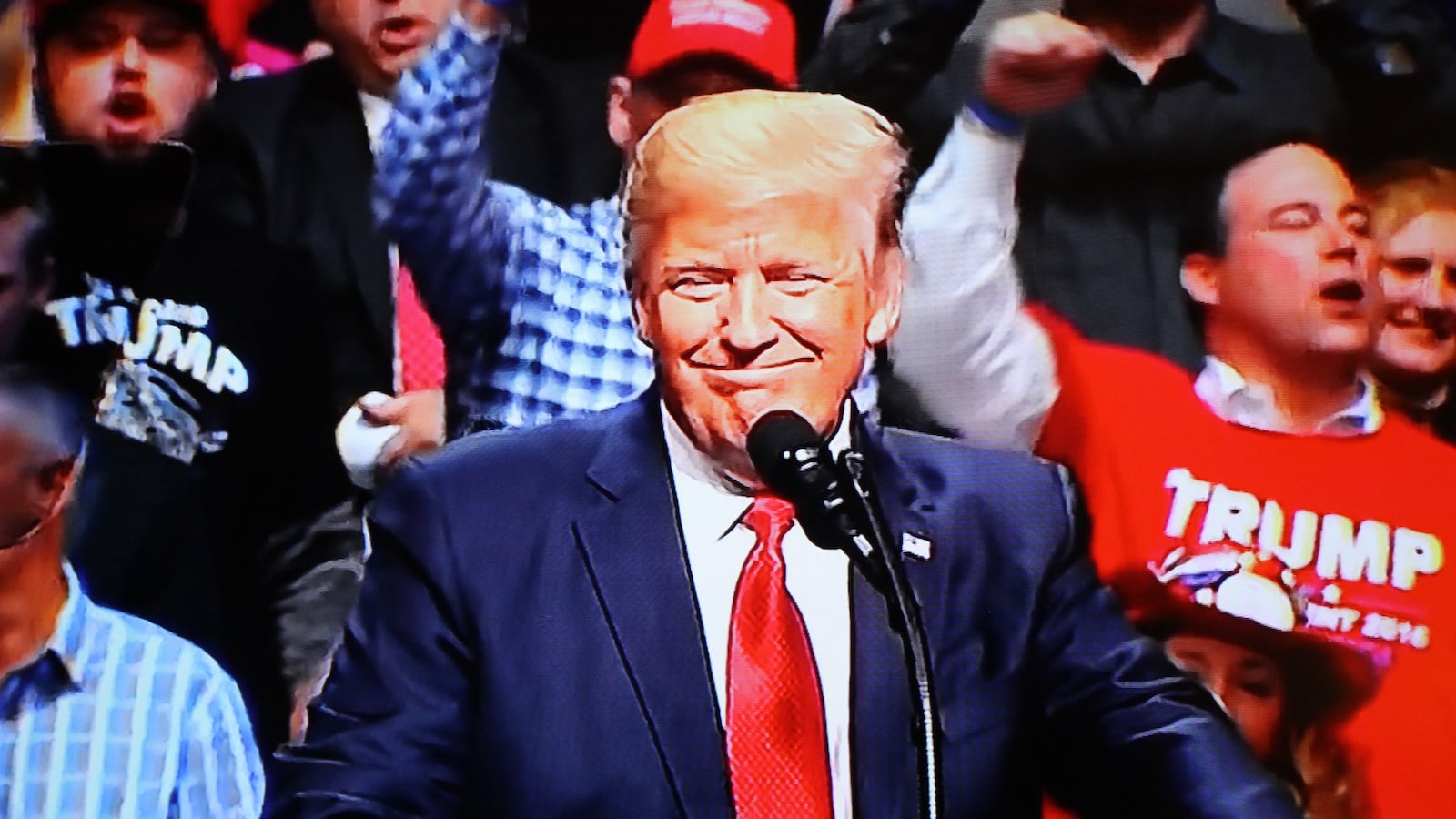 President Donald Trump speaks to a rally in Nashville.