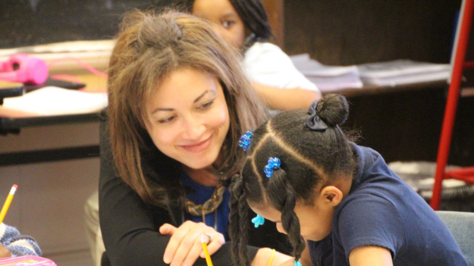 Penny Schwinn visits Georgian Hills Achievement Elementary School as part of her March 2019 tour of Memphis’ state-run schools.