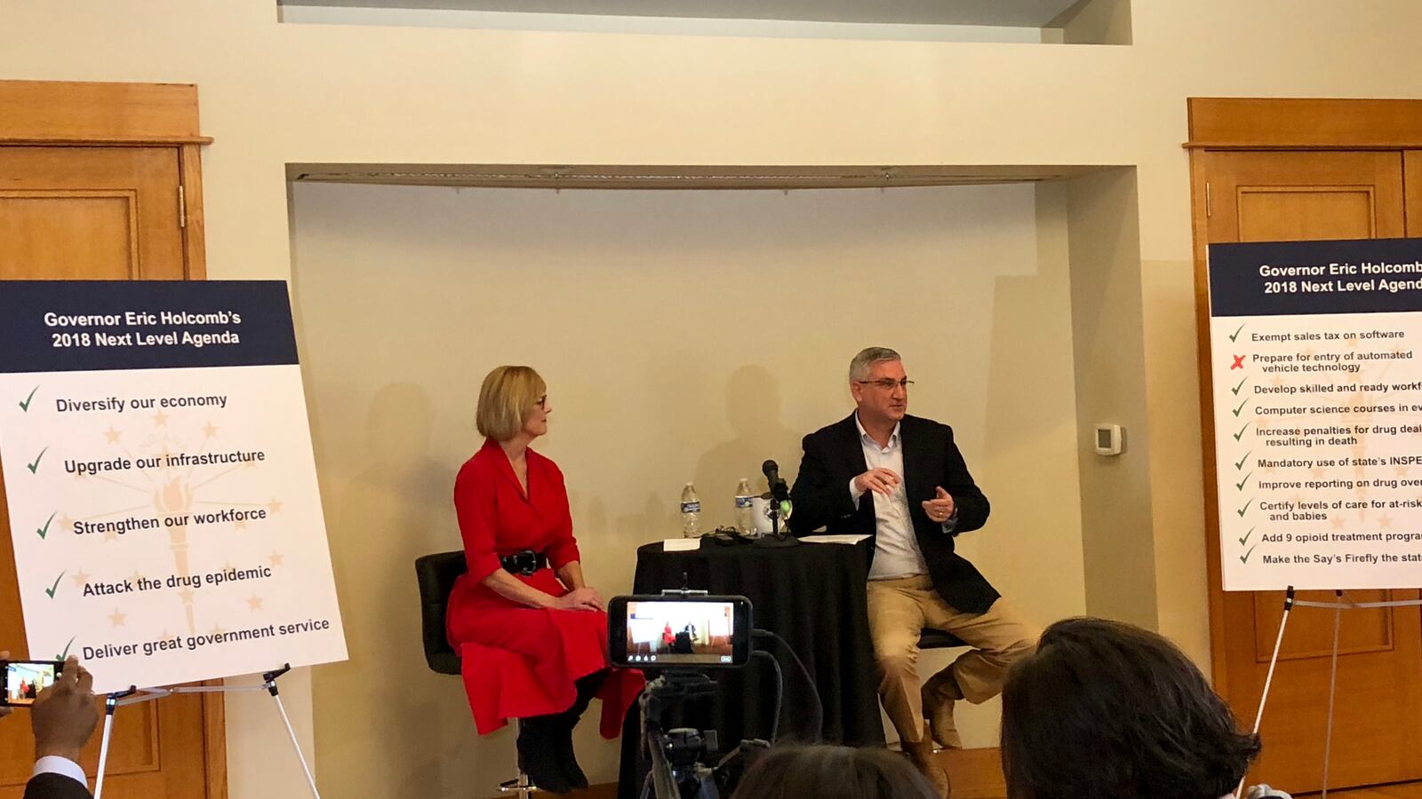 Gov. Eric Holcomb addressed reporters Monday. He's asking lawmakers to return for a special session in May.