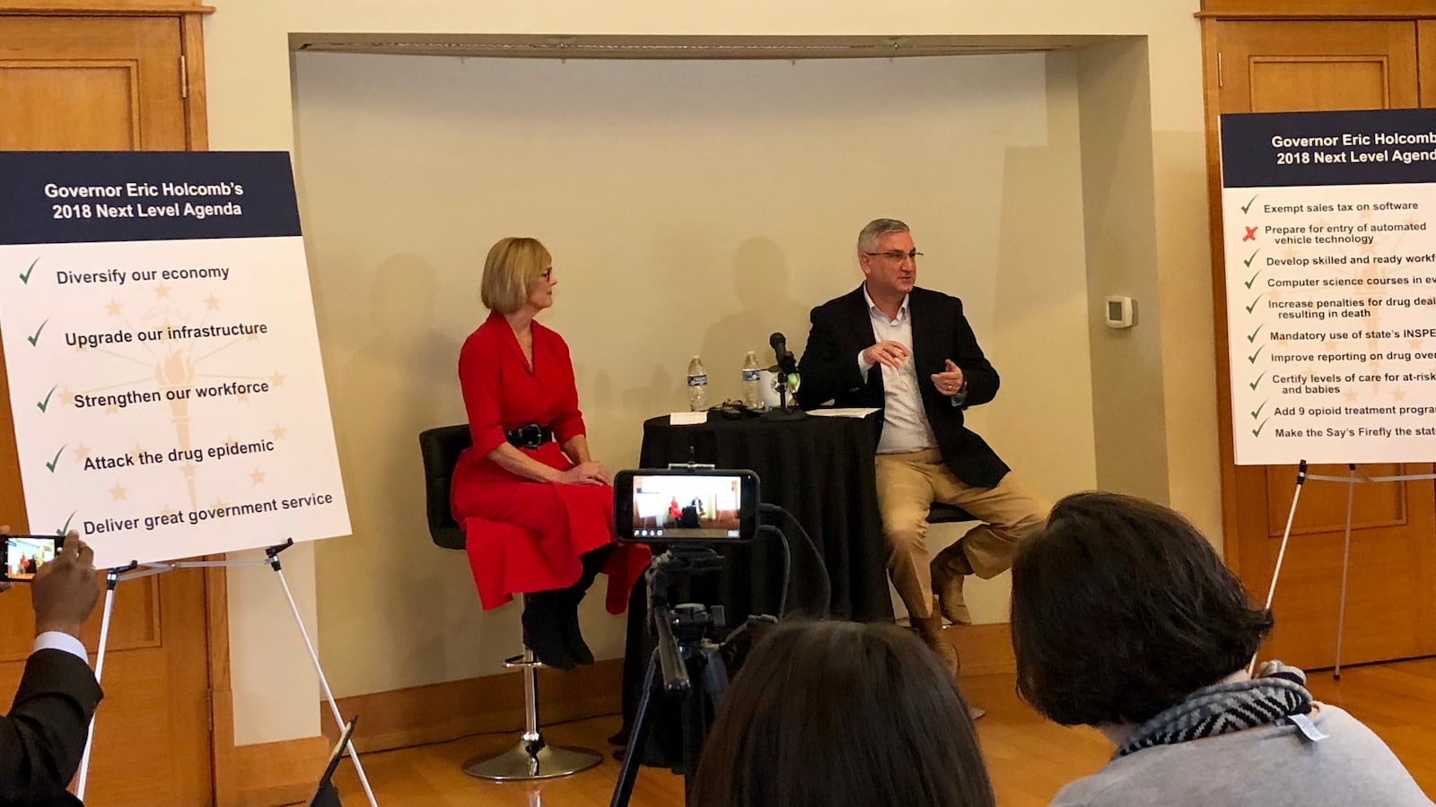 Gov. Eric Holcomb addressed reporters Monday. He's asking lawmakers to return for a special session in May.