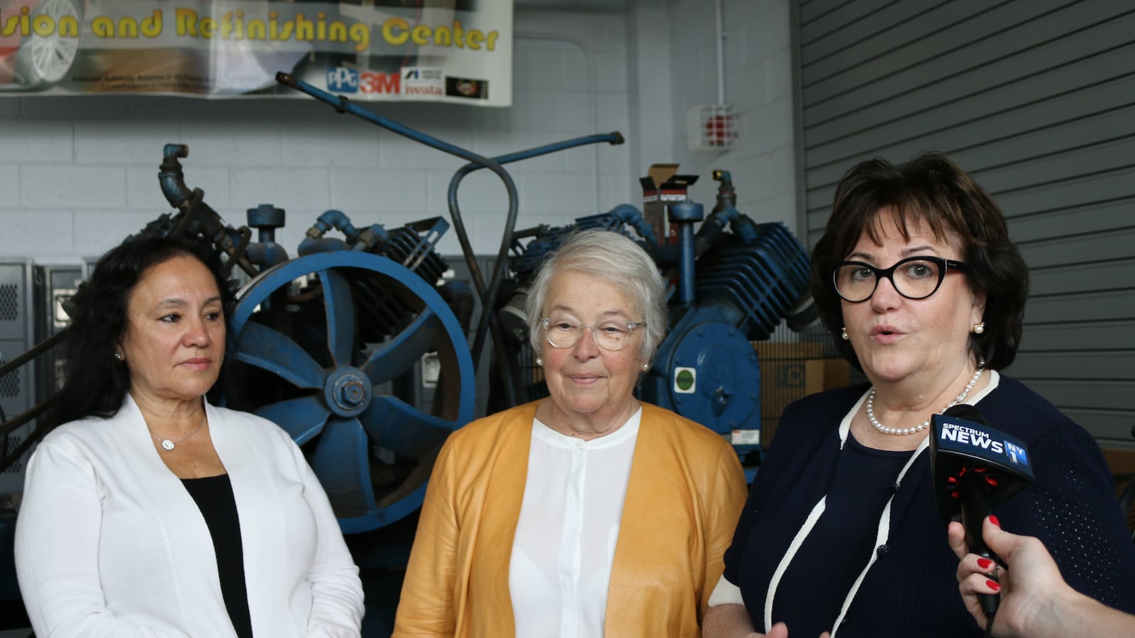 Board of Regents Chancellor Betty Rosa, New York City Schools Chancellor Carmen Fariña and State Education Commissioner MaryEllen Elia at Thomas A. Edison Career and Technical Education High School