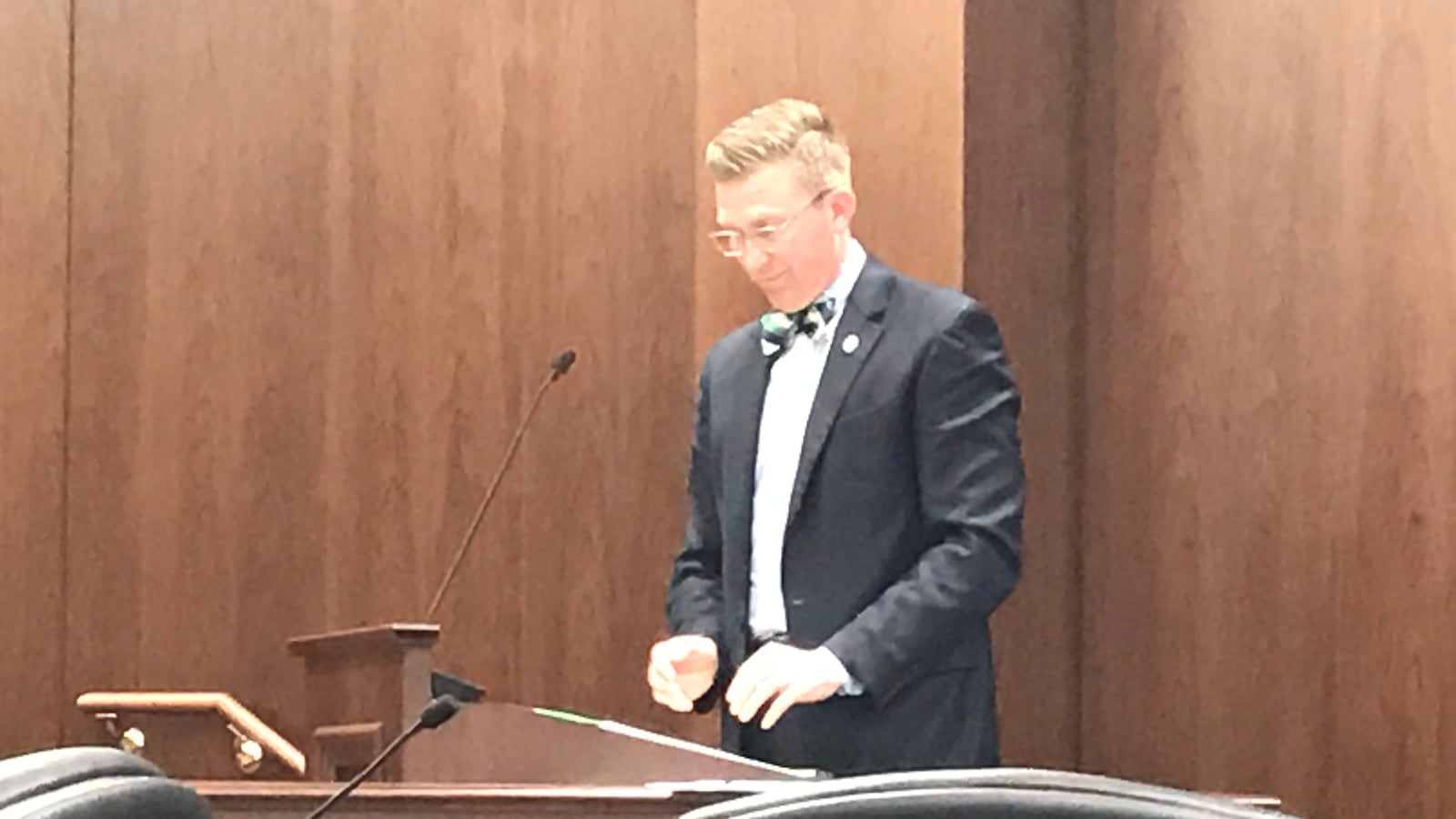 Rep. Ryan Williams presents a bill on April 4 to allow Tennessee teachers to carry a concealed weapon. The Cookeville Republican has since pulled his proposal from consideration in the 2018 legislative session.