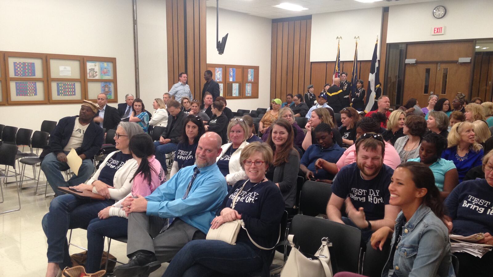 Staff and families from School 93 came out to support the conversion to innovation status.