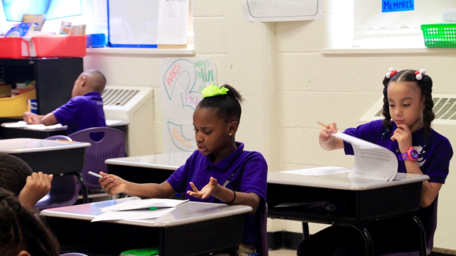 A student at Aspire Public Schools in Memphis works on a classroom assignment last April.