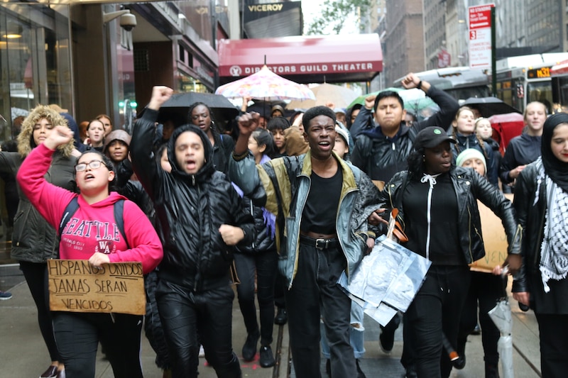 Beacon High School students marched to Trump Tower Tuesday morning.
