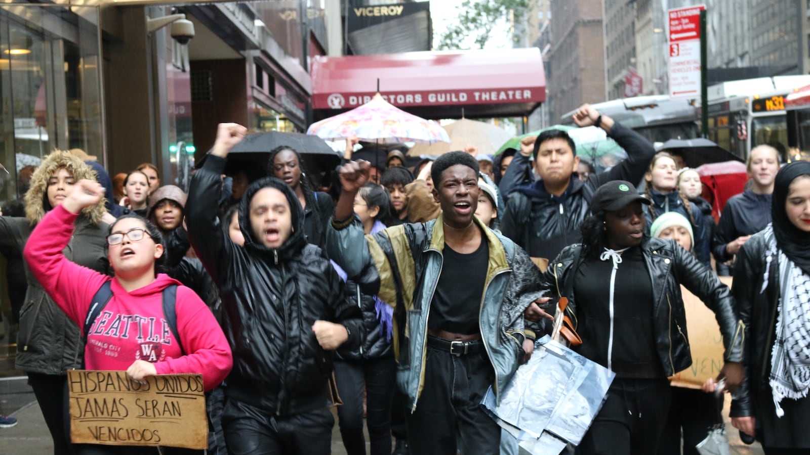 Beacon High School students marched to Trump Tower Tuesday morning.