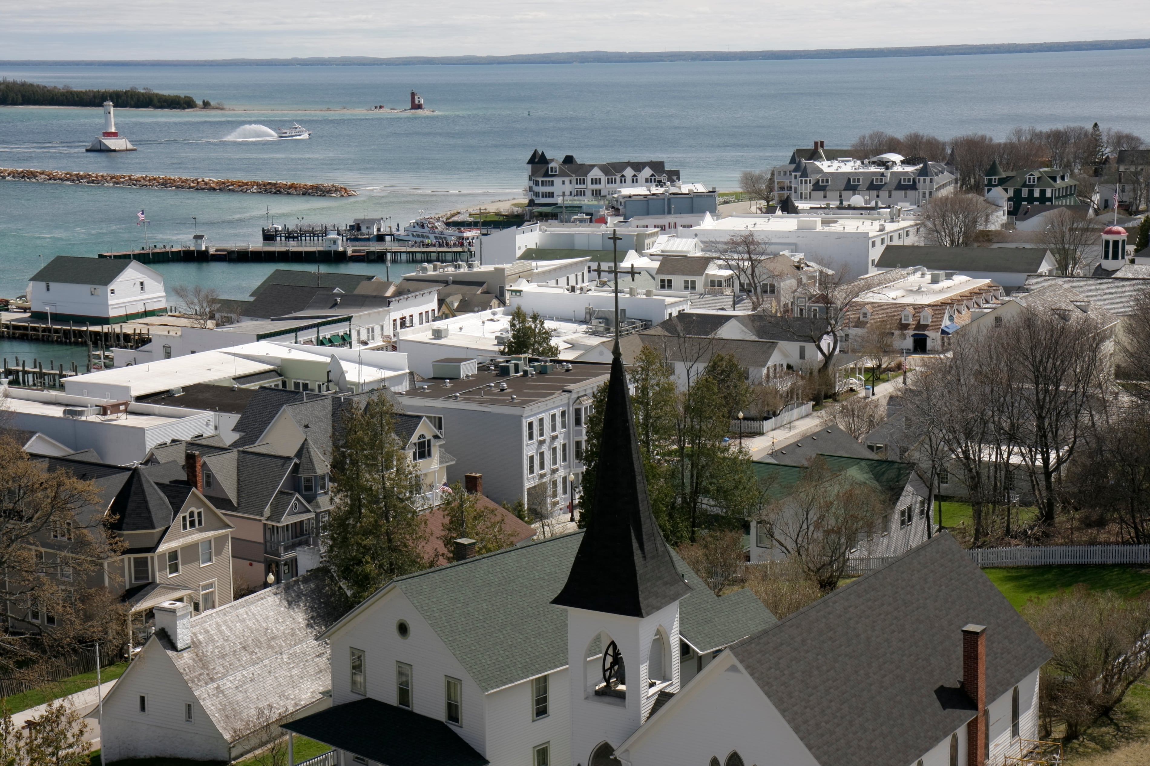 A view of houses at Fort Mackinac.