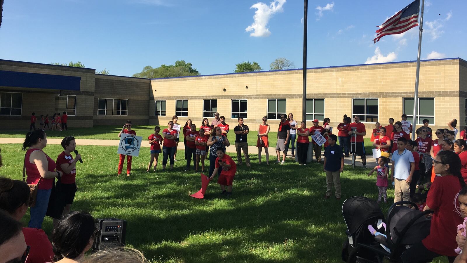 protest outside SDCS