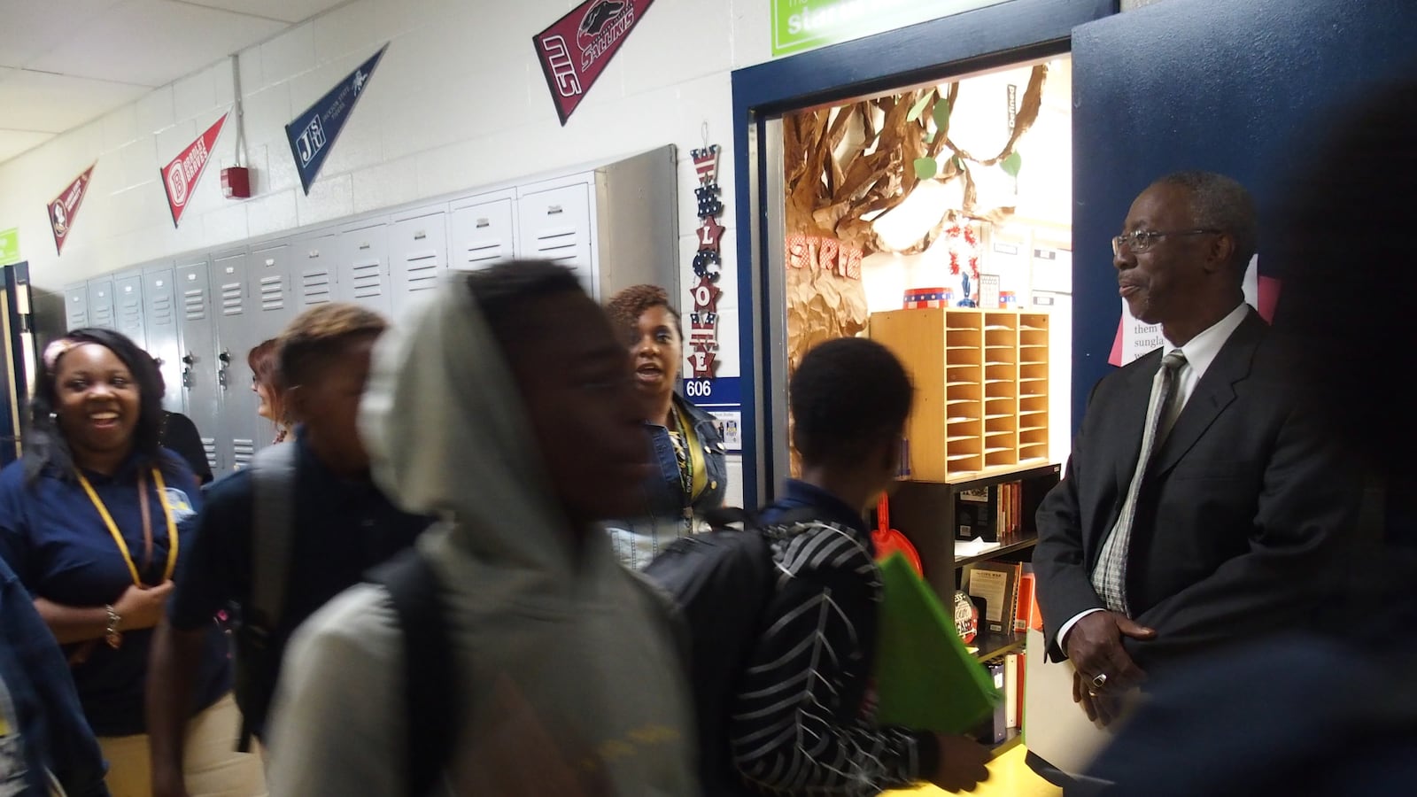 Students head to class at Kirby Middle School, which Green Dot Public Schools runs under the state-run Achievement School District. Green Dot requested student contact information from Shelby County Schools in July.