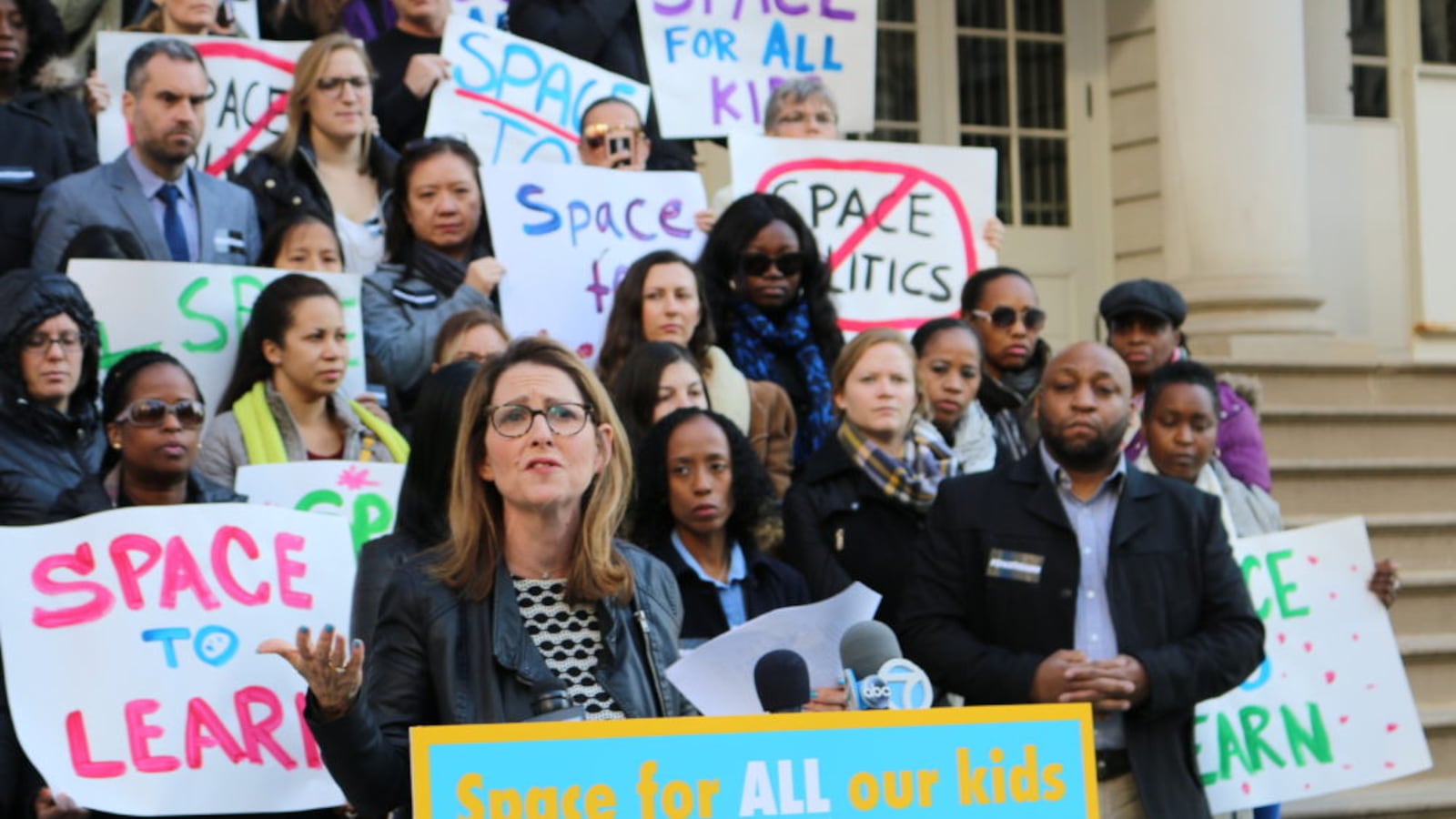 Success Academy CEO Eva Moskowitz held a press conference in November 2017 at City Hall to call for more school space.