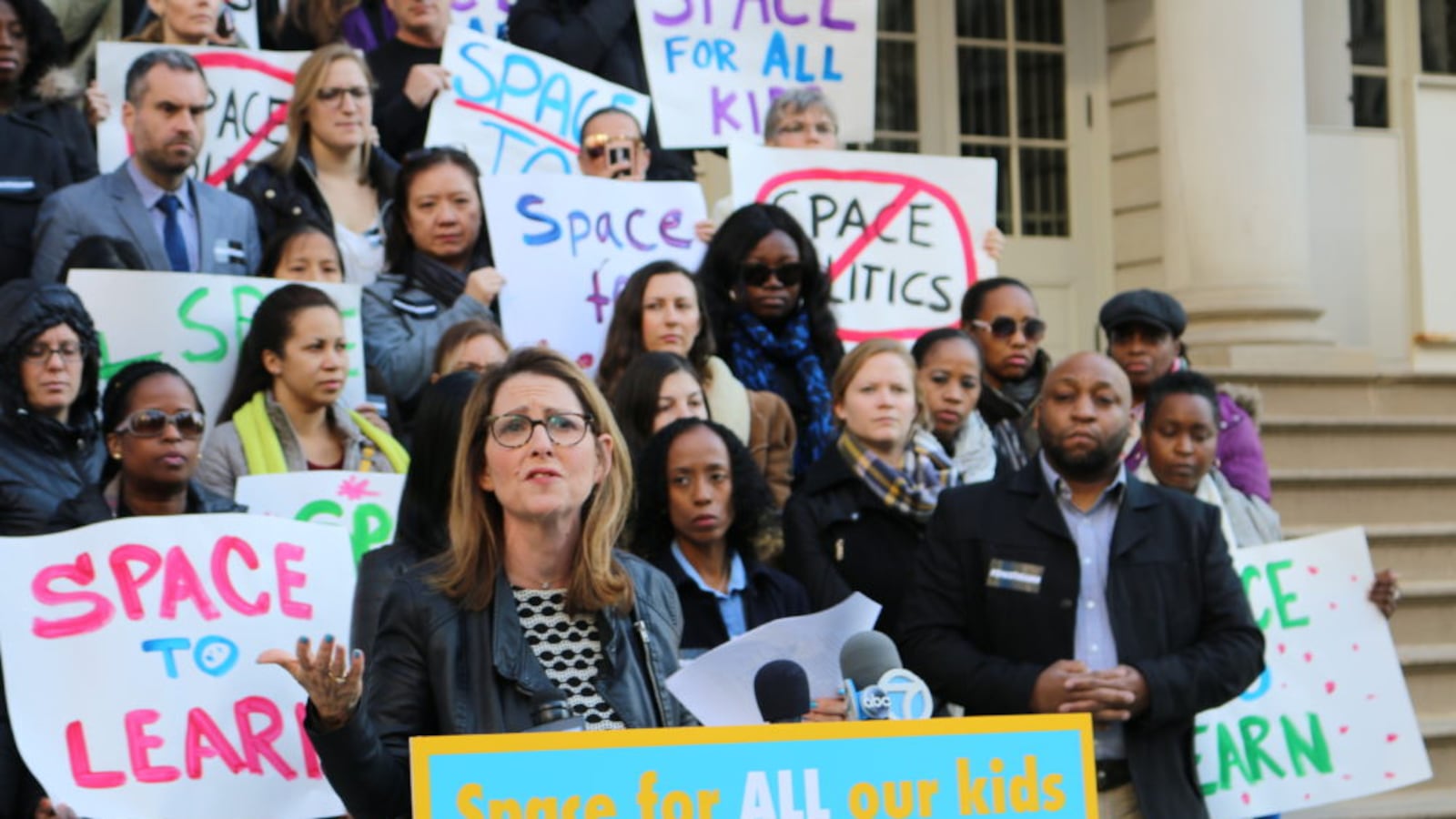 Success Academy CEO Eva Moskowitz held a press conference in November 2017 at City Hall to call for more school space.
