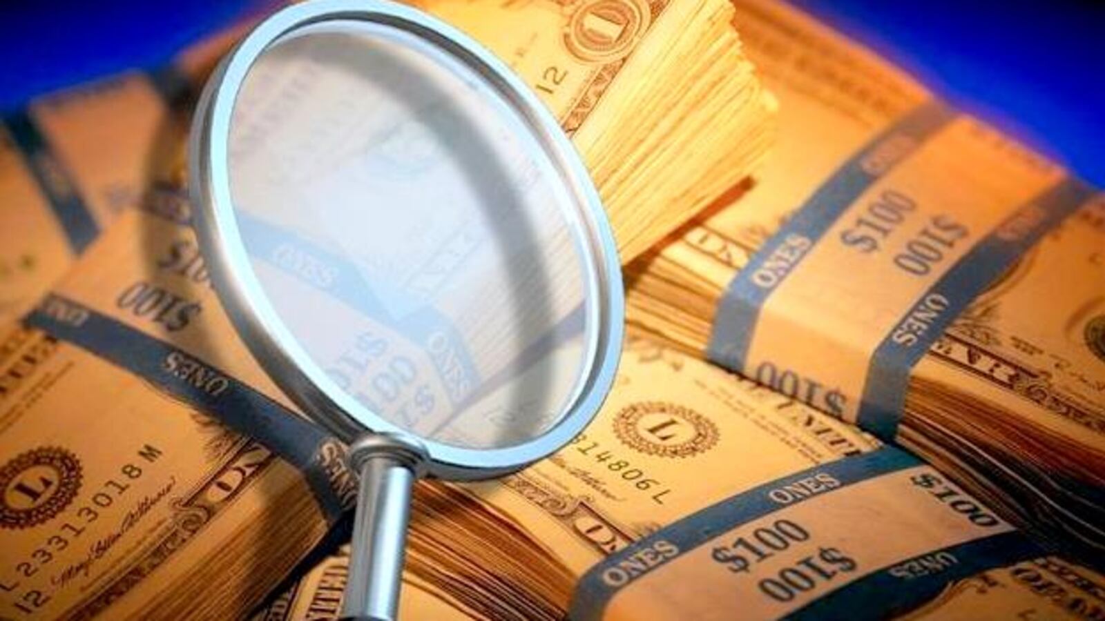 Illustration of cash and magnifying glass